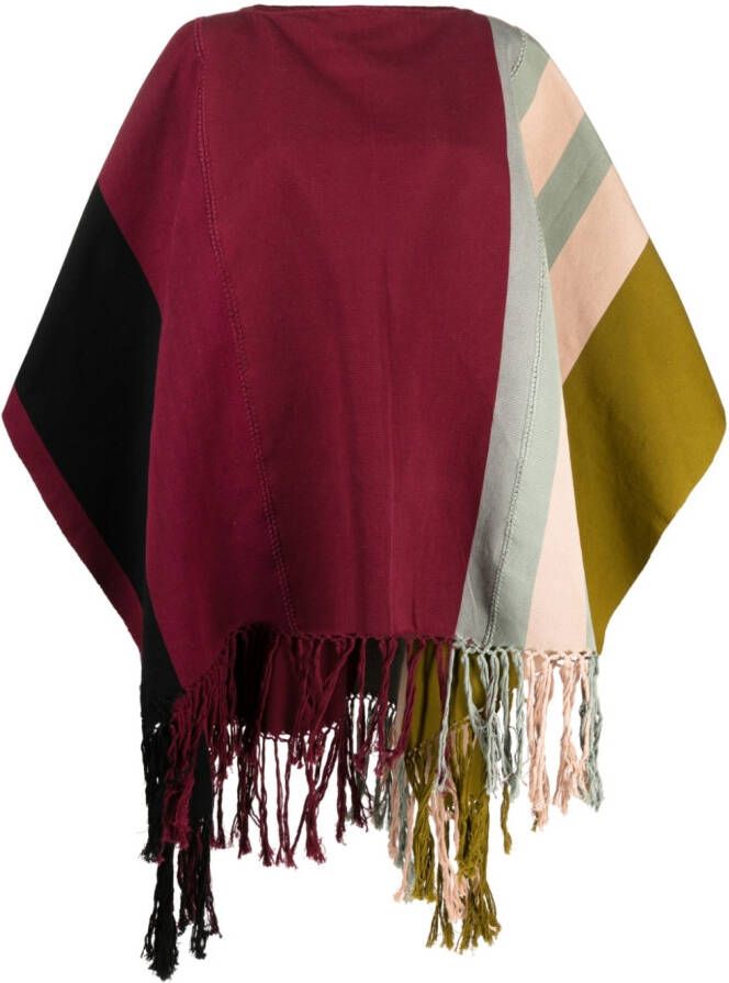 Colville Gestreepte poncho Rood