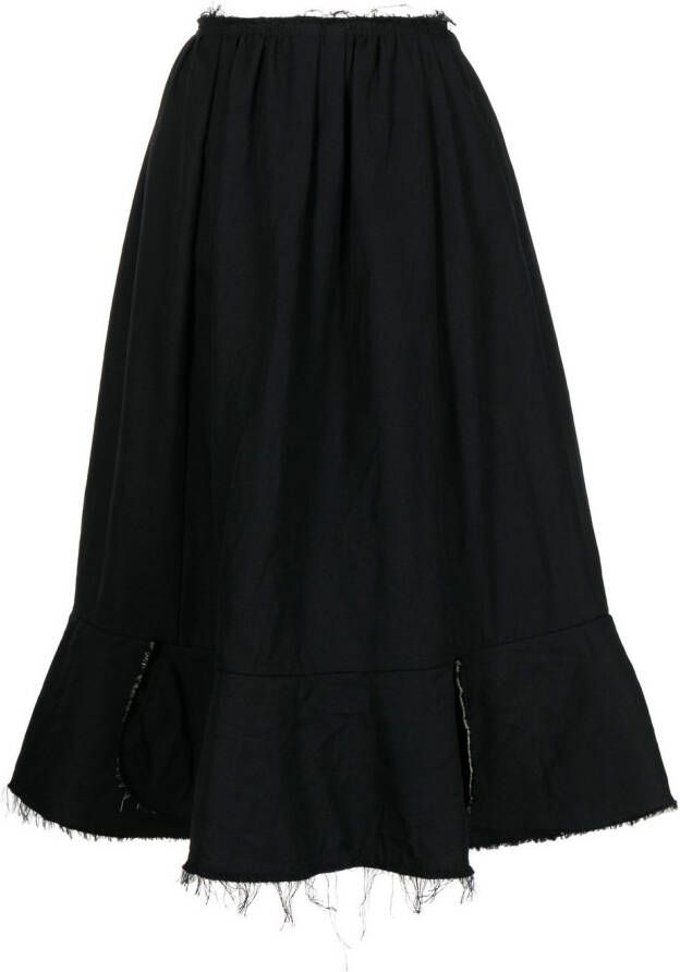 Comme Des Garçons Comme Des Garçons Gerafelde midi-rok Zwart