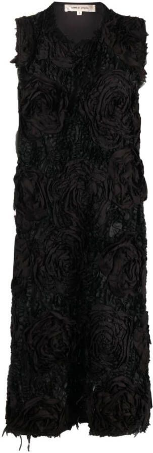 Comme Des Garçons Midi-jurk met geborduurde bloemen Zwart