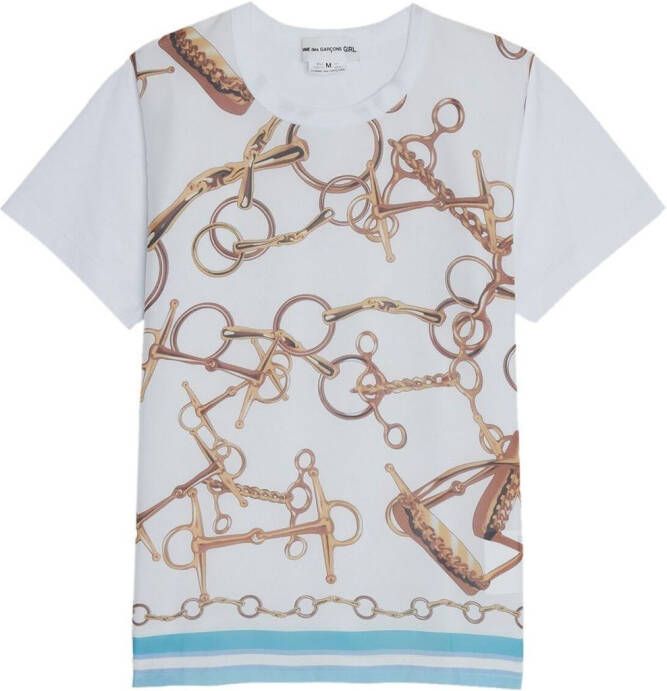 Comme Des Garçons Girl T-shirt met schakelketting print Wit