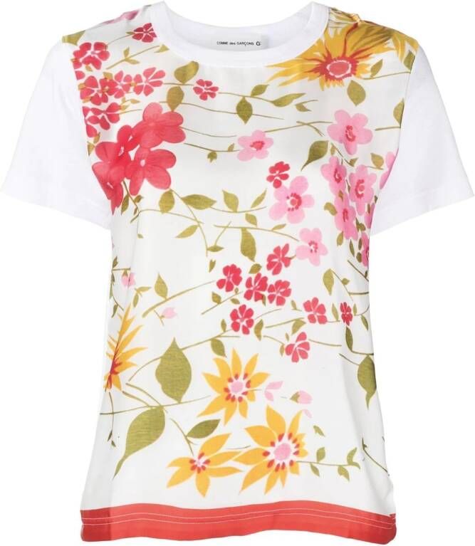 Comme Des Garçons Girl T-shirt met bloemenprint Wit
