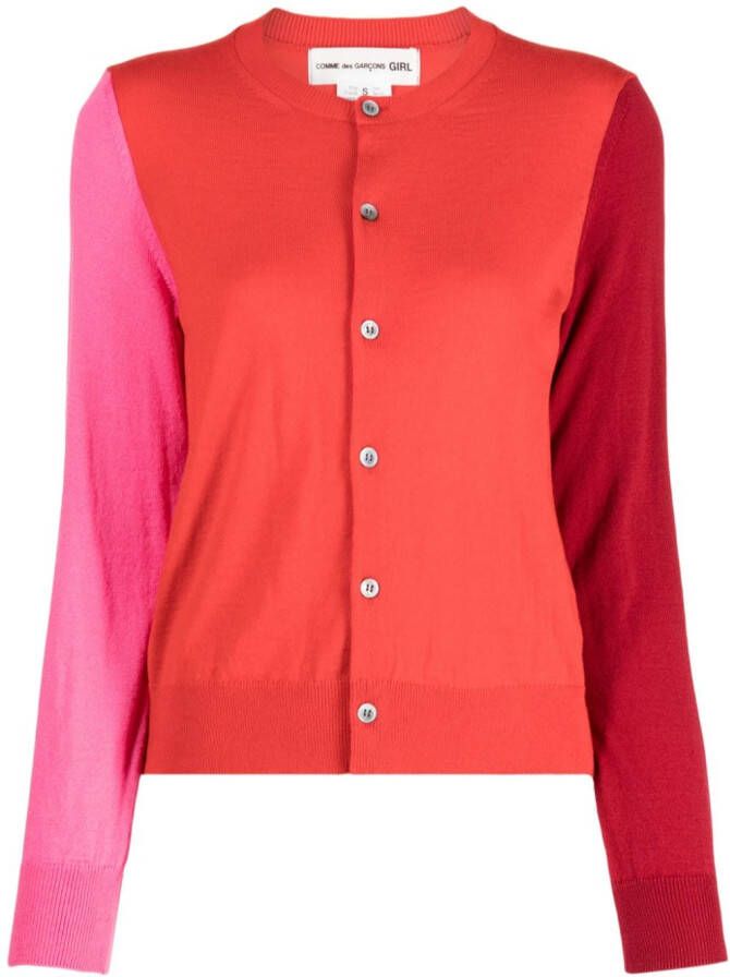 Comme Des Garçons Girl Trui met colourblocking Rood