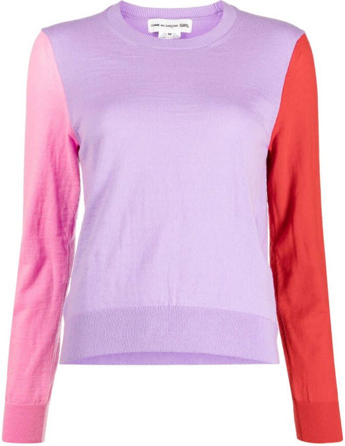 Comme Des Garçons Girl Trui met colourblocking Roze