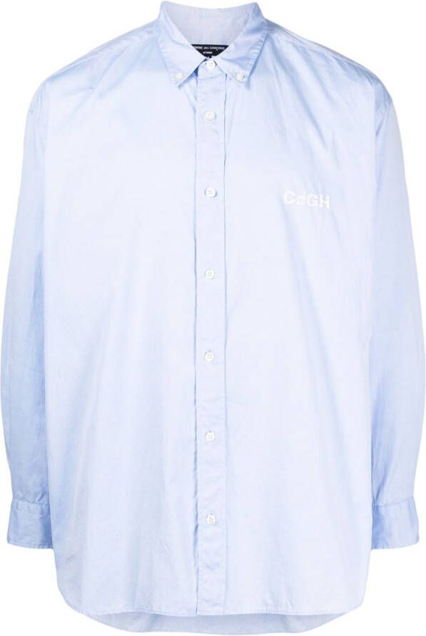 Comme Des Garçons Homme Overhemd met geborduurd logo Blauw