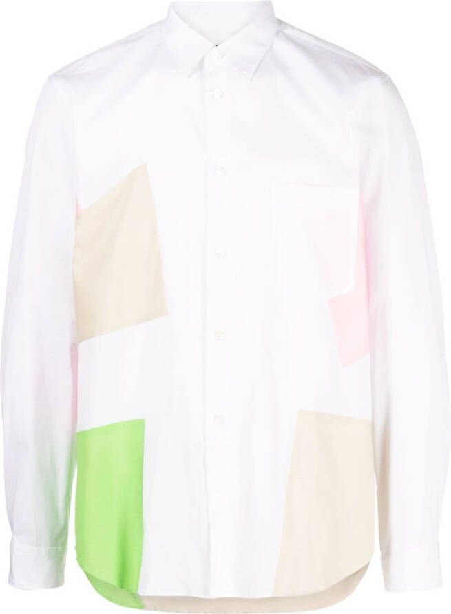Comme des Garçons Homme Plus T-shirt met colourblocking Wit