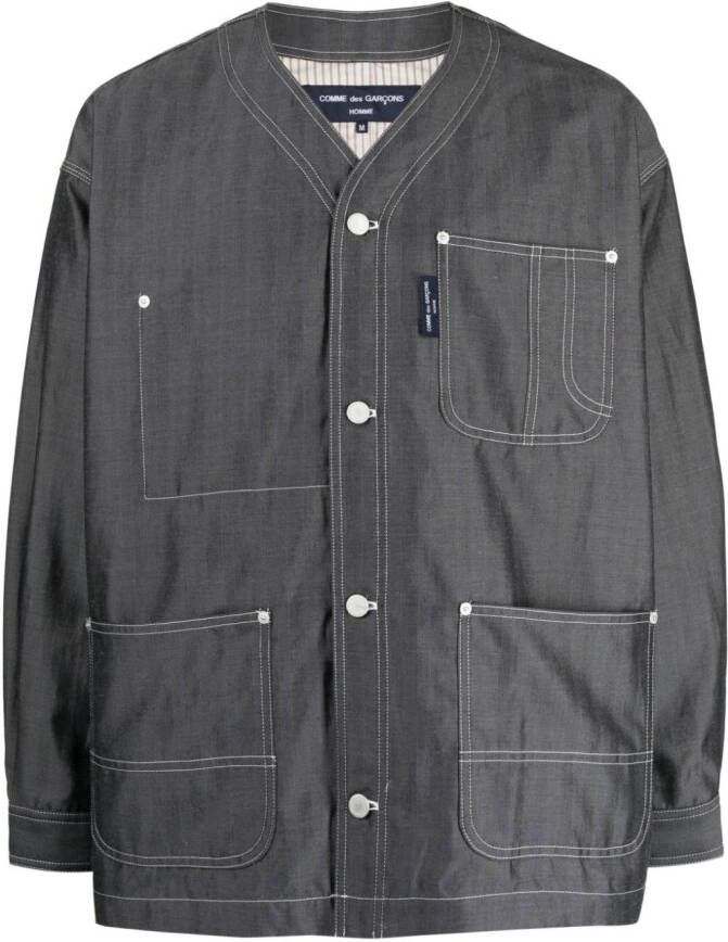 Comme des Garçons Homme Shirtjack met contrasterend stiksel Zwart