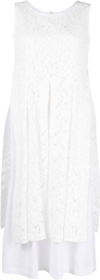 Comme Des Garçons Midi-jurk met overslag van kant Wit