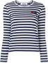 Comme Des Garçons Play double-heart logo striped T-shirt Blauw - Thumbnail 1