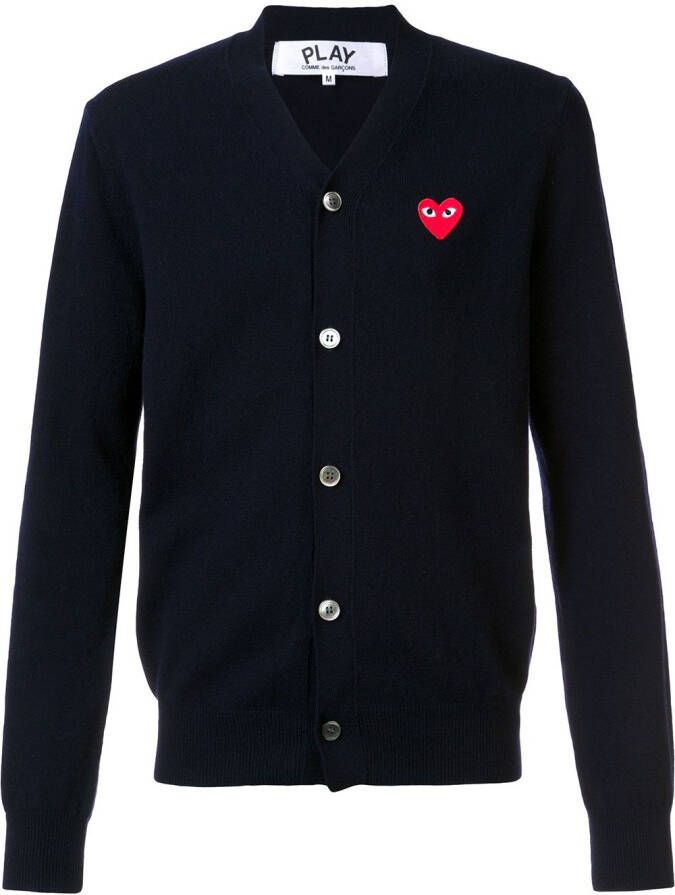 Comme Des Garçons Play embroidered heart cardigan Blauw