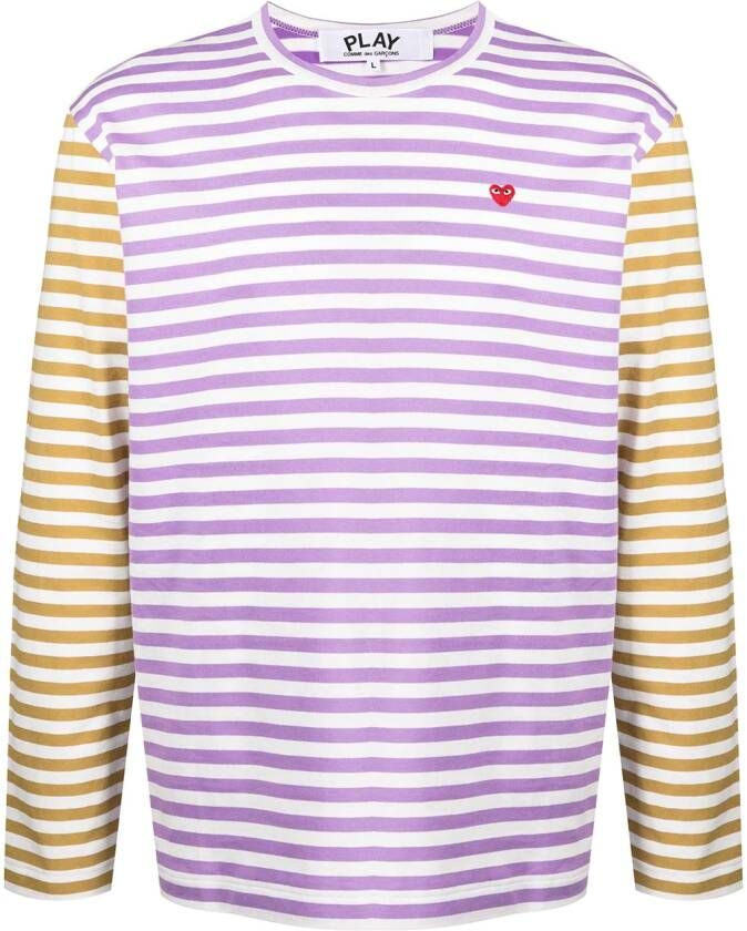 Comme Des Garçons Play Gestreept T-shirt Paars