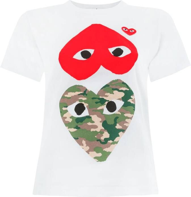 Comme Des Garçons Play hearts print T-shirt Wit