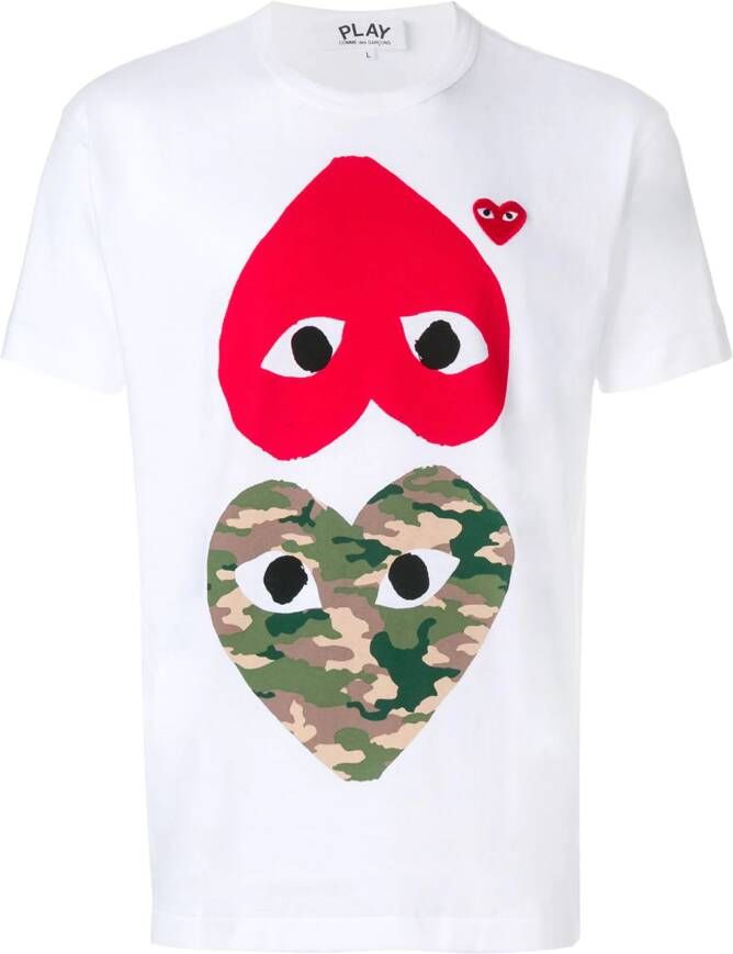 Comme Des Garçons Play hearts print T-shirt Wit