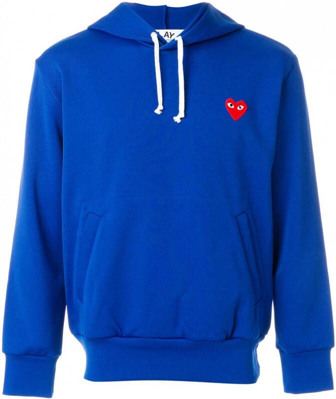 Comme Des Garçons Play heart logo trekkoord hoodie Blauw