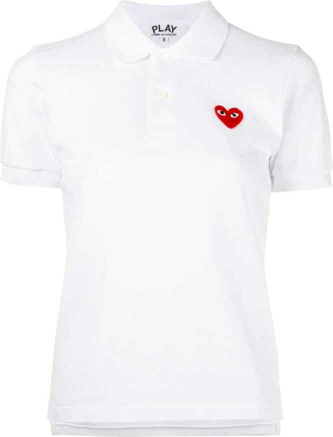Comme Des Garçons Play heart patch polo shirt Wit