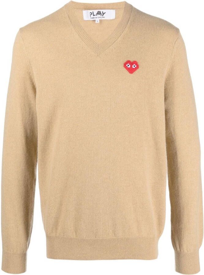Comme Des Garçons Play Trui met hartpatch Beige