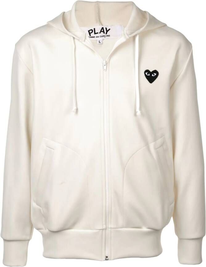 Comme Des Garçons Play hoodie met heart logo en rits Beige