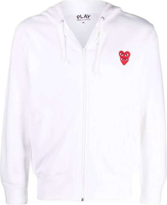 Comme Des Garçons Play Hoodie met rits Wit