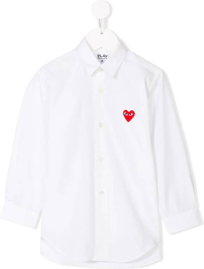 Comme Des Garçons Play Kids heart embroidered shirt Wit