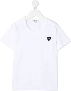 Comme Des Garçons Play Kids T-shirt met geborduurd logo Wit