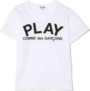 Comme Des Garçons Play Kids T-shirt met logoprint Wit