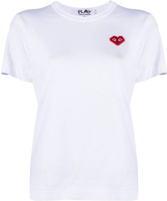 Comme Des Garçons Play T-shirt met geborduurd logo Wit