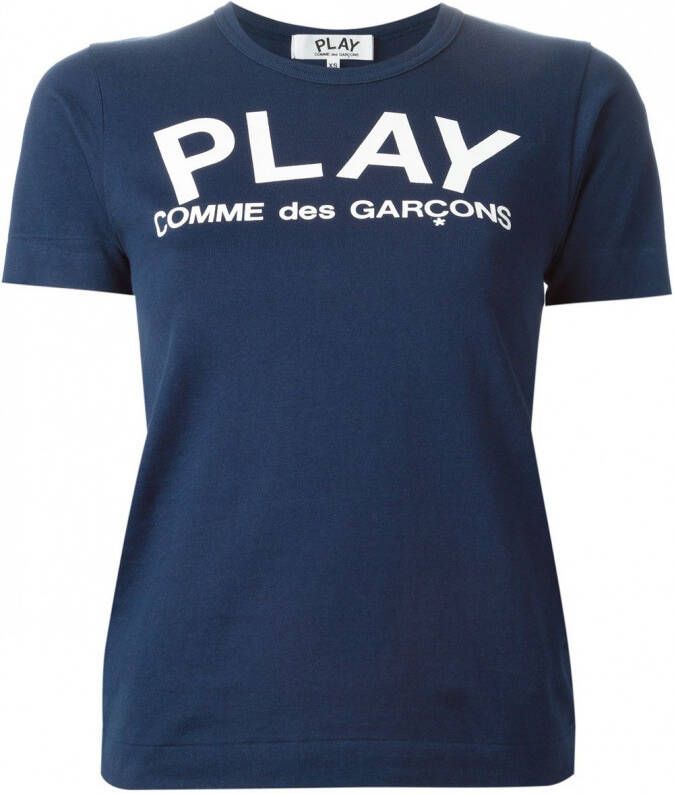 Comme Des Garçons Play logo print T-shirt Blauw