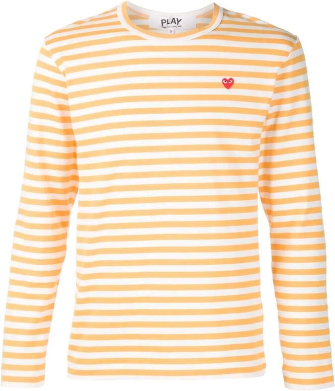 Comme Des Garçons Play mini heart striped T-shirt Geel