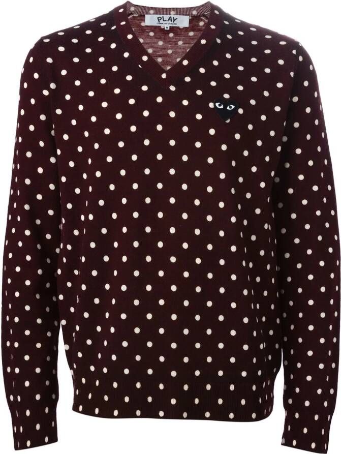 Comme Des Garçons Play polka dot V-neck sweater Bruin