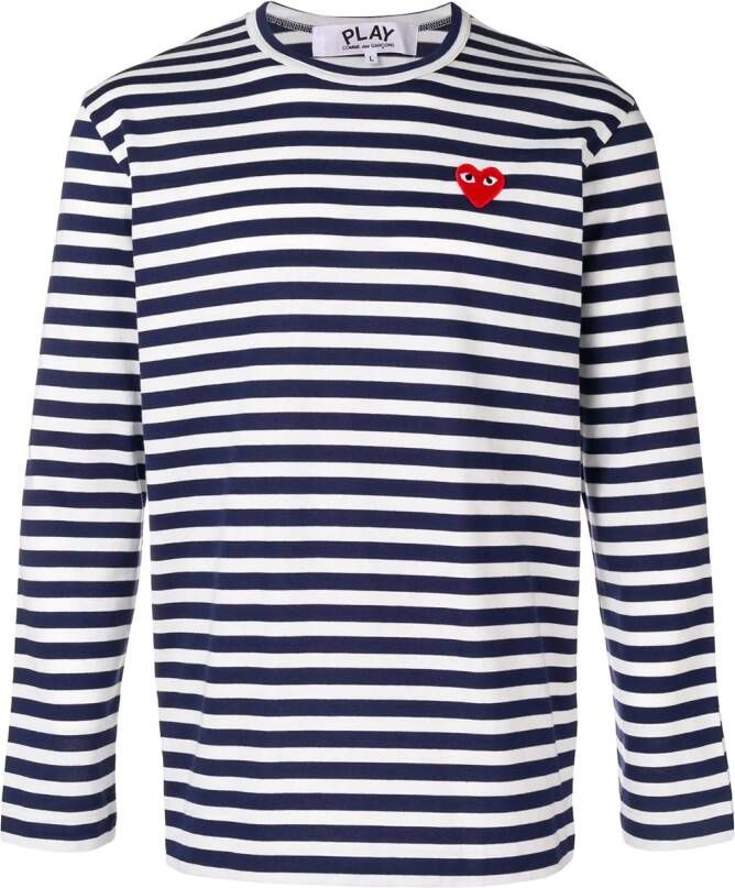 Comme Des Garçons Play striped heart logo T-shirt Wit