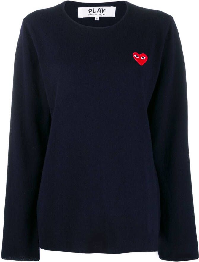 Comme Des Garçons Play Sweater met hart logo Blauw