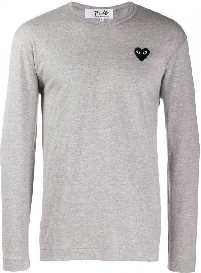 Comme Des Garçons Play Sweater met logo op de borst Grijs