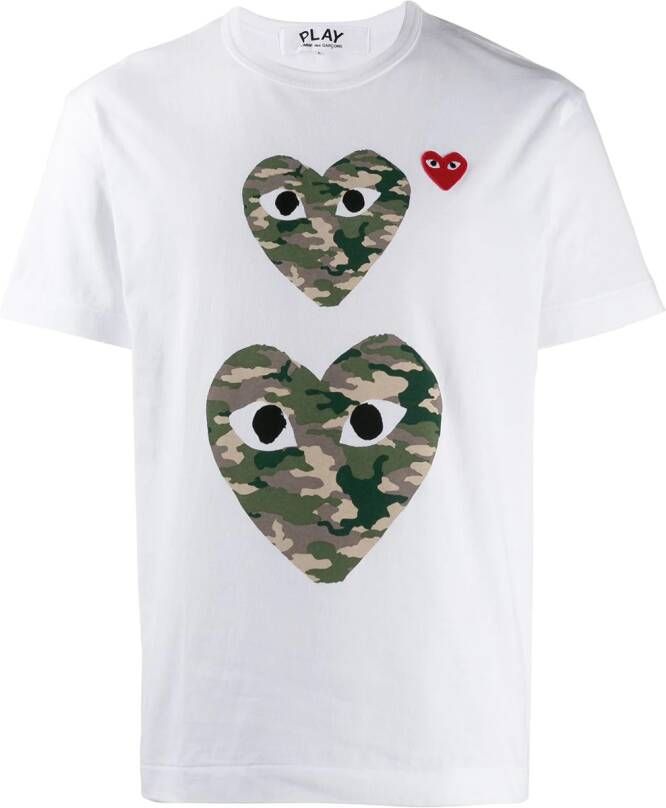 Comme Des Garçons Play T-shirt met camouflage hart Wit