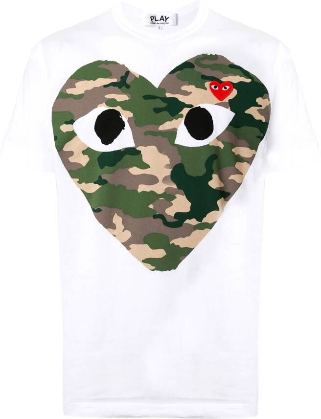 Comme Des Garçons Play T-shirt met camouflageprint Wit