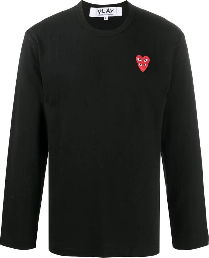 Comme Des Garçons Play T-shirt met geborduurd hart Zwart