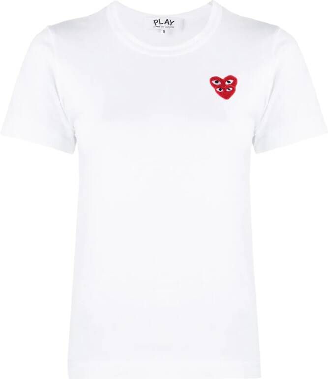 Comme Des Garçons Play T-shirt met geborduurde harten Wit