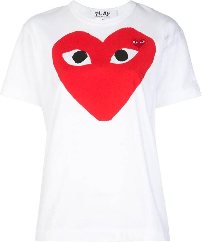 Comme Des Garçons Play T-shirt met hart logo Wit