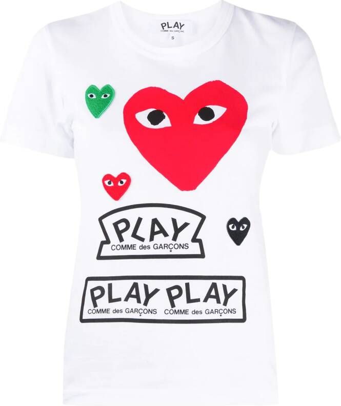 Comme Des Garçons Play T-shirt met hartprint Wit