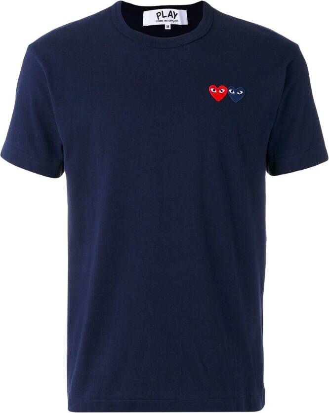 Comme Des Garçons Play t-shirt met logo op voorkant Blauw