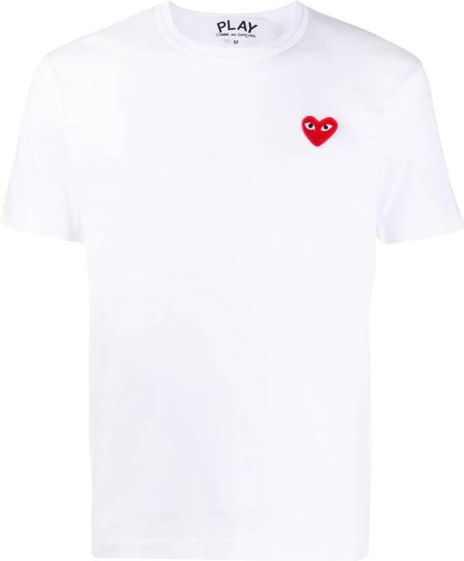 Comme Des Garçons Play T shirt met logoplakkaat katoen XXL Wit