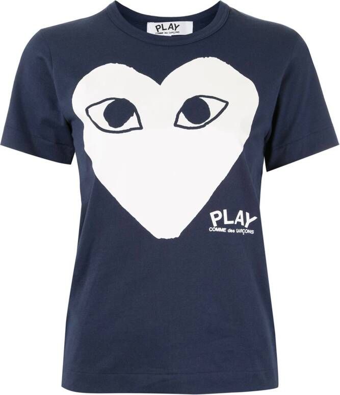 Comme Des Garçons Play T-shirt met logoprint Blauw