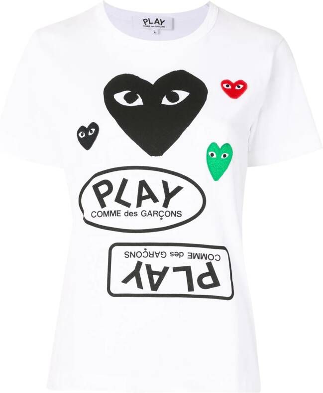 Comme Des Garçons Play T shirt met logoprint dames katoen L Wit