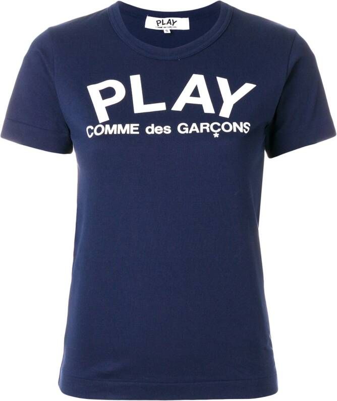 Comme Des Garçons Play slim fit logo T-shirt Blauw