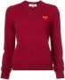 Comme Des Garçons Play v-neck heart embroidered sweater Rood - Thumbnail 1