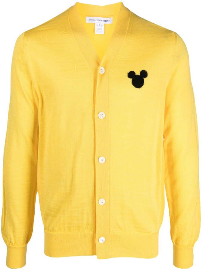 Comme Des Garçons Shirt x Disney gebreid vest met logo Geel