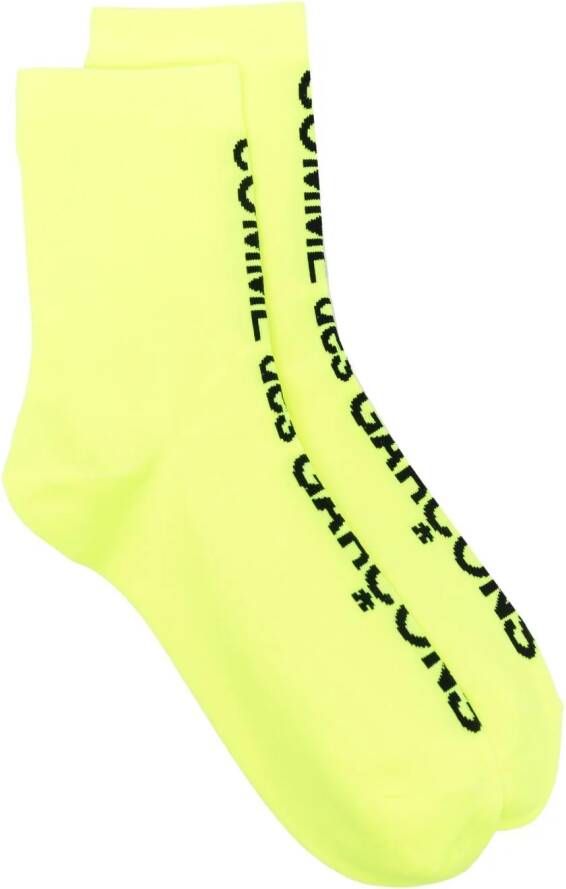 Comme Des Garçons Sokken met geborduurd logo Geel