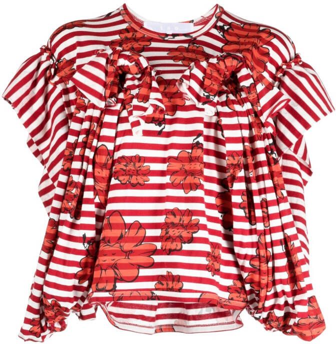 Comme des Garçons TAO x Shun Sudo T-shirt met bloemenprint Rood