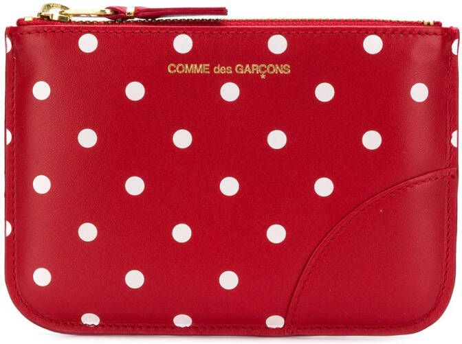 Comme Des Garçons Wallet Polka Dots Printed purse Rood