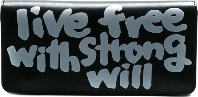 Comme Des Garçons Wallet portemonnee met sloganprint Zwart