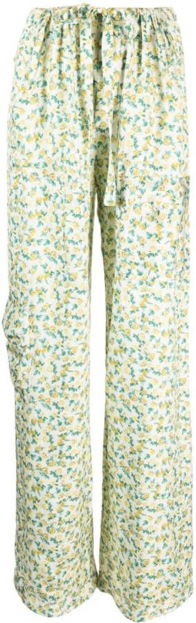 CORMIO Palazzo broek met bloemenprint Geel