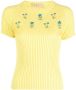 CORMIO T-shirt met geborduurde bloemen Geel - Thumbnail 1